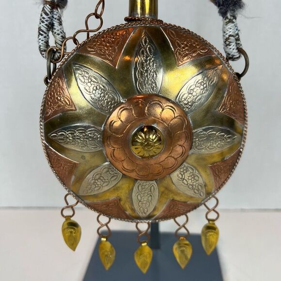 VTG Moroccan Islamic Cantinplora Water Snuffs Bottle Powder Flask Copper Brass - Picture 8 of 13